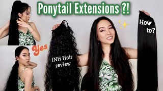 Trying Ponytail Hair Extensions | (Inh Hair) Review & Tutorial | 26" Extensions | Maianh Nguyen