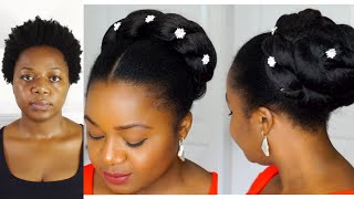 Easy Bridal Bun Natural Hair Updo | Natural Hair Bridal Styles