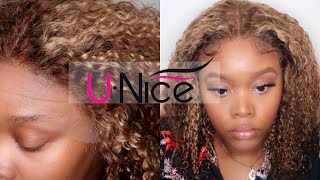 The Perfect Curly Highlight Wig From Amazon??!!! [Detailed Install] | Ft. Unice Hair #Unicehair