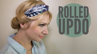 Rolled Updo With A Scarf