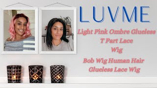 Luvme Hair Light Pink Ombre Glueless T Part Lace Wig & Bob Wig Human Hair Glueless Lace Wig