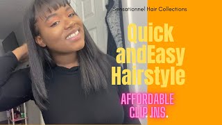 Middle Part With Bangs | Using Synthetic Clip Ins | Sensationnel Textured Clip Ins | Kinky Straight