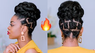 Fierce Faux Braided Updo On Natural Hair!!! (Rubber Band Elegant Updo)
