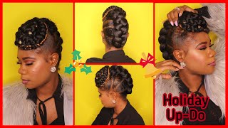Holiday Hair // Simple Braided Updo On Natural Hair // Quick Hairstyle With Braiding Hair