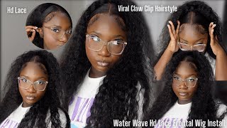 Best Water Wave Hd Lace Wig Install + Viral Claw Clip Hairstyle | Perfect Fall Hair | Yolissa Hair
