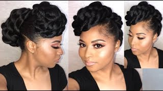 How To| Twisted Faux Hawk Updo Tutorial Natural Hair Using Kanekalon Hair |Protective Styling