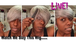 Watch Me Slay This Wig Live! Fab Fringe In Grey