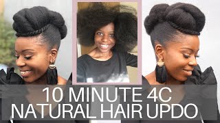 Simple Updo Hairstyle On 4C Natural Hair Blow Out