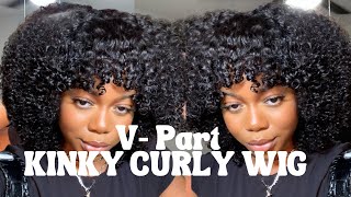  Omg These Curls!! *Must Have* Easy No Glue! No Leave-Out! V-Part Kinky Curly Wig | Unice Hair