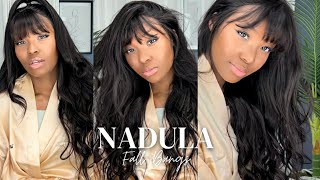 How To Slay A Transparent Glueless Lace Front Wig With Bangs! Ft Nadula Hair