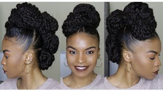 Natural Hair Faux Mohawk Updo Using Marley Braiding Hair | How To