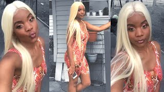The Best Blonde, Pre Plucked,Bleached Knots,Glueless Synthetic Lace Frontal Wig + Bald Cap Method