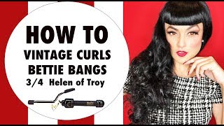 How To Create Vintage Curls | Bettie Bangs | Long Hair | 3/4 Helen Of Troy Curling Iron