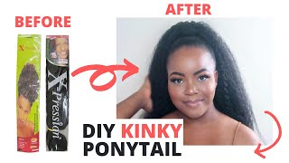  Diy 30 Inch Kinky Straight Ponytail Made With Kanekalon Braiding Hair || How To Videos