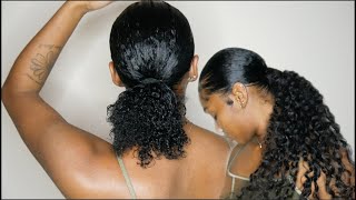 Slick Back Ponytail Using Clip-Ins On Natural Hair