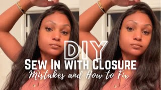 Diy Full Sew In With Closure For Thin Edges/Hair| No Leave Out |Mistakes+ How To Fix