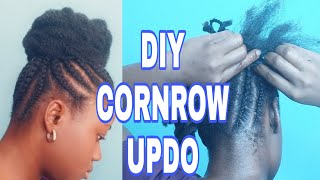Cornrow Hairstyle || Diy Cornrow Updo || Natural Protective Style