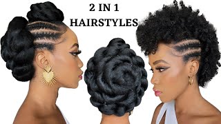 2 Quick & Easy Elegant Updo'S On Natural Hair / 2 In 1 Updo'S / Protective Style / Tupo1