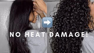 How To: Straight To Curly | No Heat Damage!