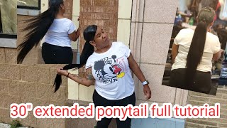 30 Inch Extended Ponytail On 4C Hair |  How To Full Tutorial | No Flat Iron