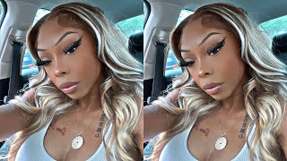 Watch Me Install This Amazing Blonde Ombre Highlight Body Wave Frontal Wig  Ft. West Kiss Hair