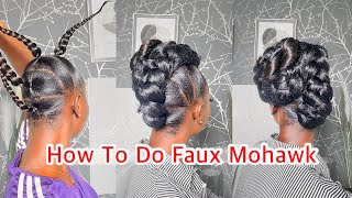 How To : Braided Faux Hawk Updo Hairstyle On Relaxed Hair