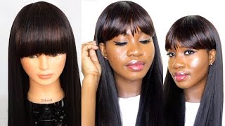 How To Make Full Wig Without Closure | Full Sew In With Bangs | Hot Glue Method