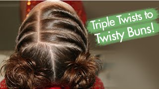 Triple Twists To Twisty Buns | Updos | Cute Girls Hairstyles