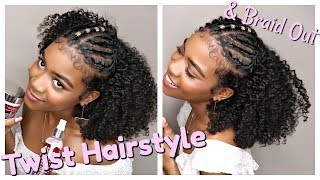 Twist Hairstyle With A Braid Out On Natural Hair