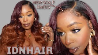 New Undetectable Scalp Knots! Perfect Fall Tri-Ombre Firey Red & Auburn 13X4 Hd Frontal Wig Idnhair