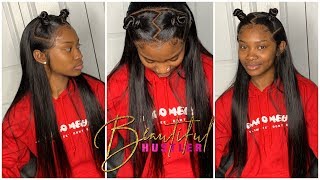 Frontal Wig Install |Creative Trending Styles|Full Straight Wig |Beautiful Princess Hair