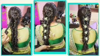 Messy Braid Hairstyle Without Extention / New South Indian Hairstyle/Juttttu Ottugaa Leekunnaa Laavu