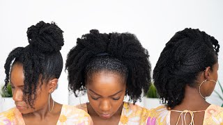 3 Natural Afro Hairstyles For Medium To Long Natural Hair (Quick & Easy)