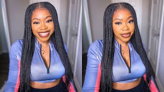 Feed In Braids, But Make It Wig! | Sensationnel Braided 4X5 Center Part Feed In 28" Lace Wig