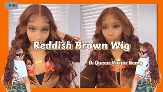 Perfect Reddish Brown Color  Human Hair Lace Front Glueless Wig | Ft Queen Virgin Remy