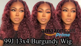 Amazon Prime 99J Deep Wave Lace Frontal Wig  Ft Domiso Hair