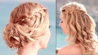 4 Strand Waterfall Braid  Updo Hairstyles For Christmas Holidays, New Year Party