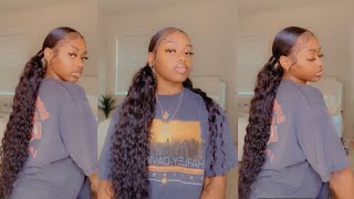 Curly Low Pig Tails With 100% Human Hair Ft. Ulahair" No Thread No Glue Method !