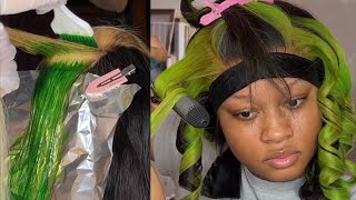Neon Green Skunk Stripe Wig Install // Part 1/2