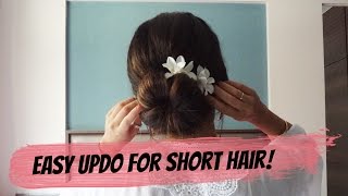 Simple Floral Updo For Short Hair | Pocket Stylist