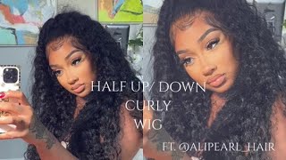 Melted Frontal Install | Half Up Half Down | Curly Hd Lace  @Ali Pearl Hair