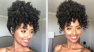Easy Updo Natural Hair Style With Flexi Rods | Camille Rose Butter & Creme Of Nature Foaming Mousse