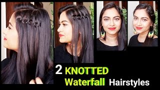 Knotted Waterfall Hairstyles//Everyday Easy  Hairstyles For Medium Long Hair For School,College,Work