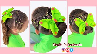 Penteado Infantil Facil Com Liguinhas | Easy Hairstyle With Rubber Bands For Girls