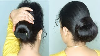 Easy Low Bun ! Easy Low Bun Hairstyle For Wedding For Medium Hair ! Low Bun With Donut By Self