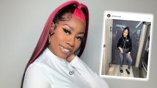 Nicki  Inspired Hot Pink Skunk Stripe Ft Beauty Forever Hair 13X4 Lace Front Wig | The Tastemaker