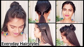 5 Quick Easy College Hairstyles//Everyday Indian Hairstyles For Long Hair//Easy Hairstyles