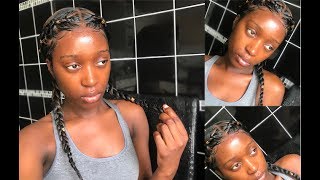 How To Make Your Lace Frontal / Wig Natural | 2 Braid Hairstyle| No Sew, No Glue, No Hair Out
