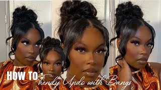 90'S Messy Curly Updo Tutorial With Bangs | ** No Glue Needed** | Ft. Shein Wrap Around Ponytai
