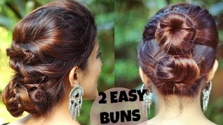 2 Quick & Easy Indian Bun Hairstyles For Medium/Long Hair For Saree/Lehenga/No Teasing,No Hairspray